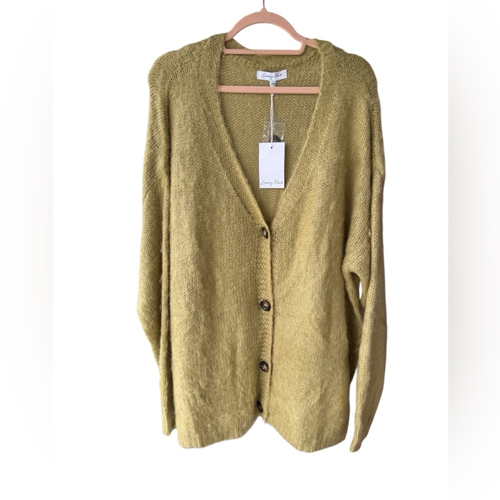 emory park Olive Green Button-Front Cardigan